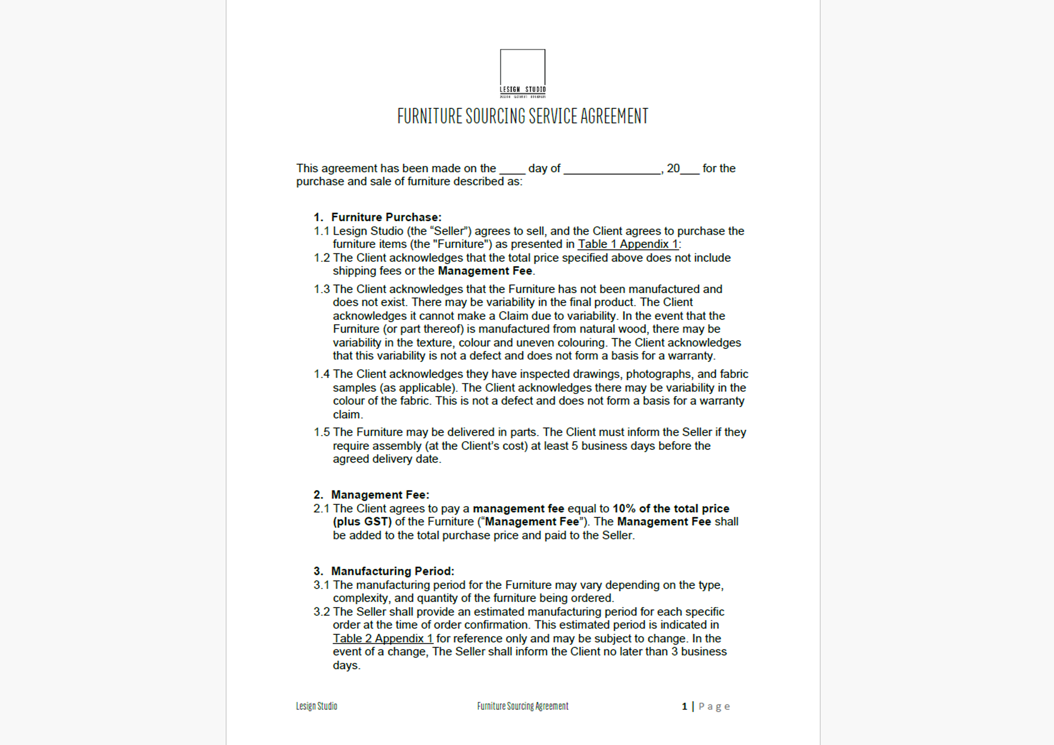 6. Agreement 1 Lesign Studio